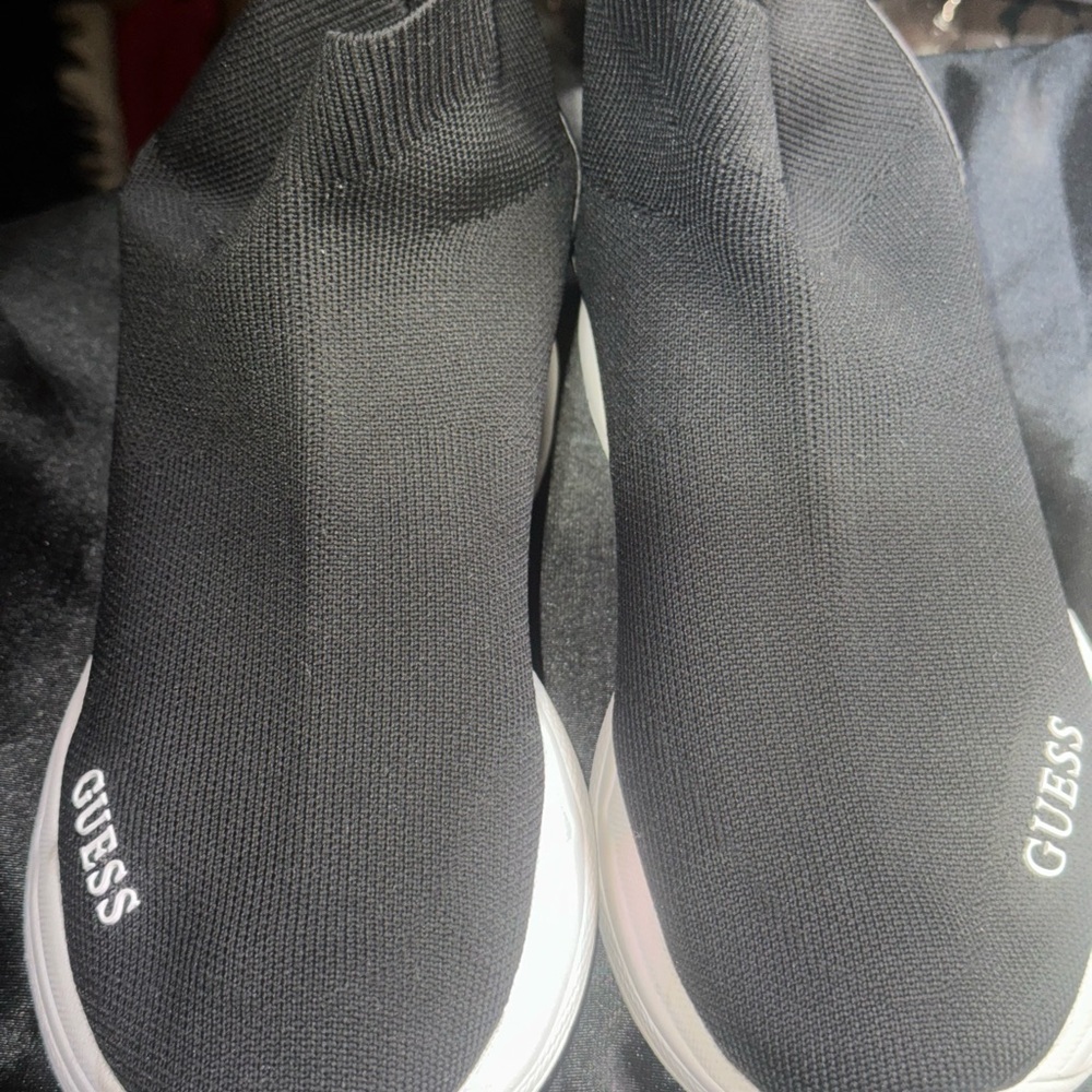 GUESS Men's Black Knit Slip-On Sneakers